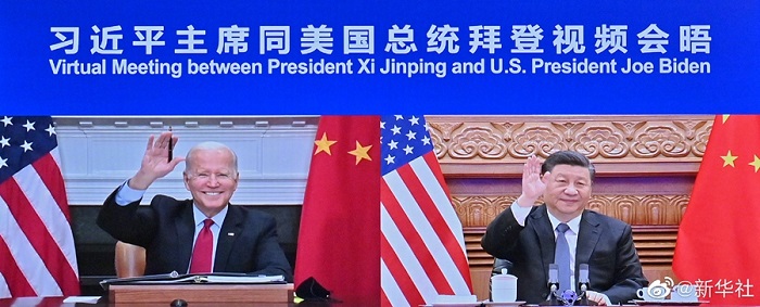 习近平主席同美国总统拜登首次视频会晤